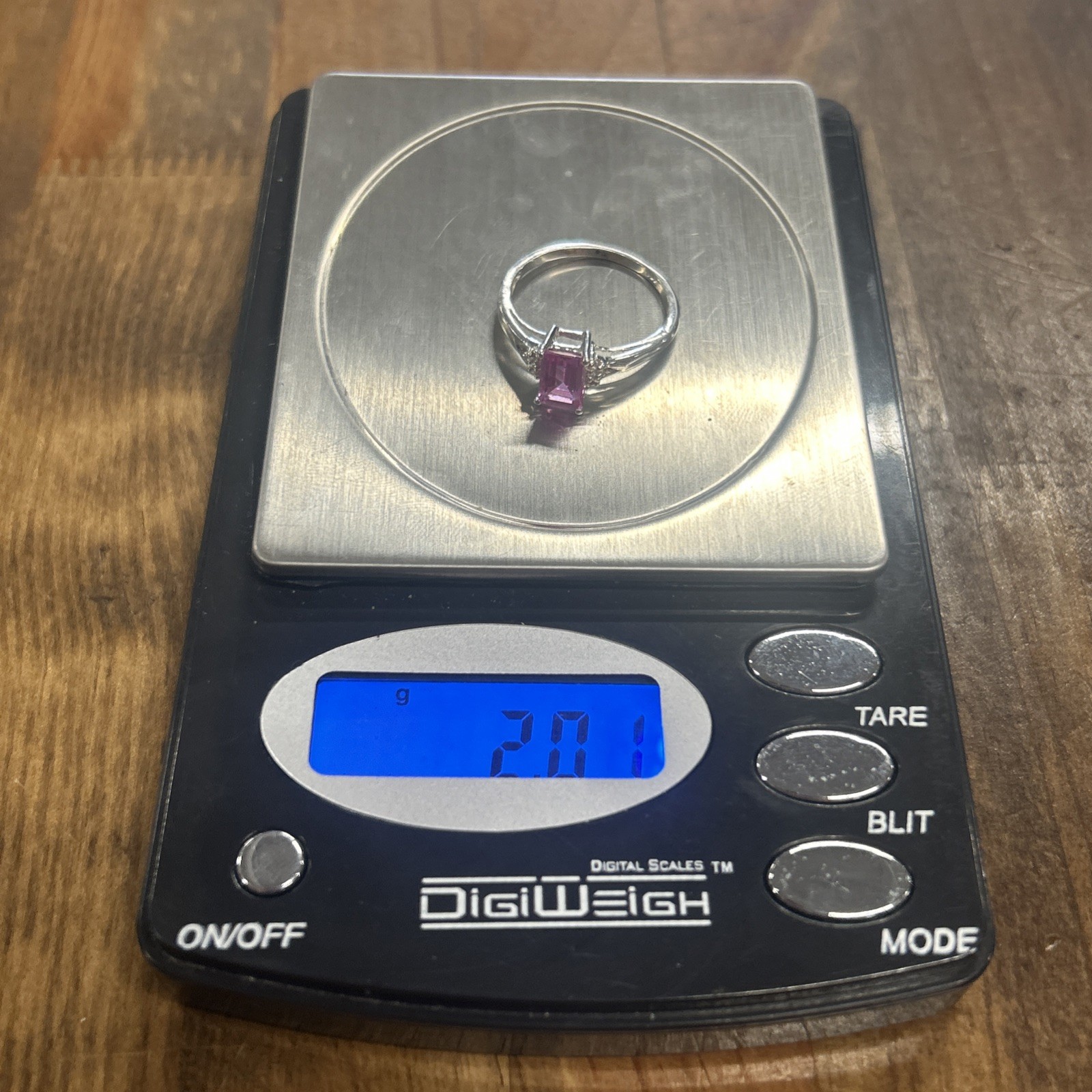 Sterling Silver Rectangle Magenta Solitaire Stone… - image 4