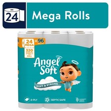 2-Ply Toilet Paper, 24 Mega Rolls = 48 Regular Rolls, Ultra Soft, Septic Safe,
