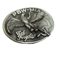 Vintage 1986 POW MIA NOT FORGOTTEN Vietnam Belt Buckle G.A.B. 1822