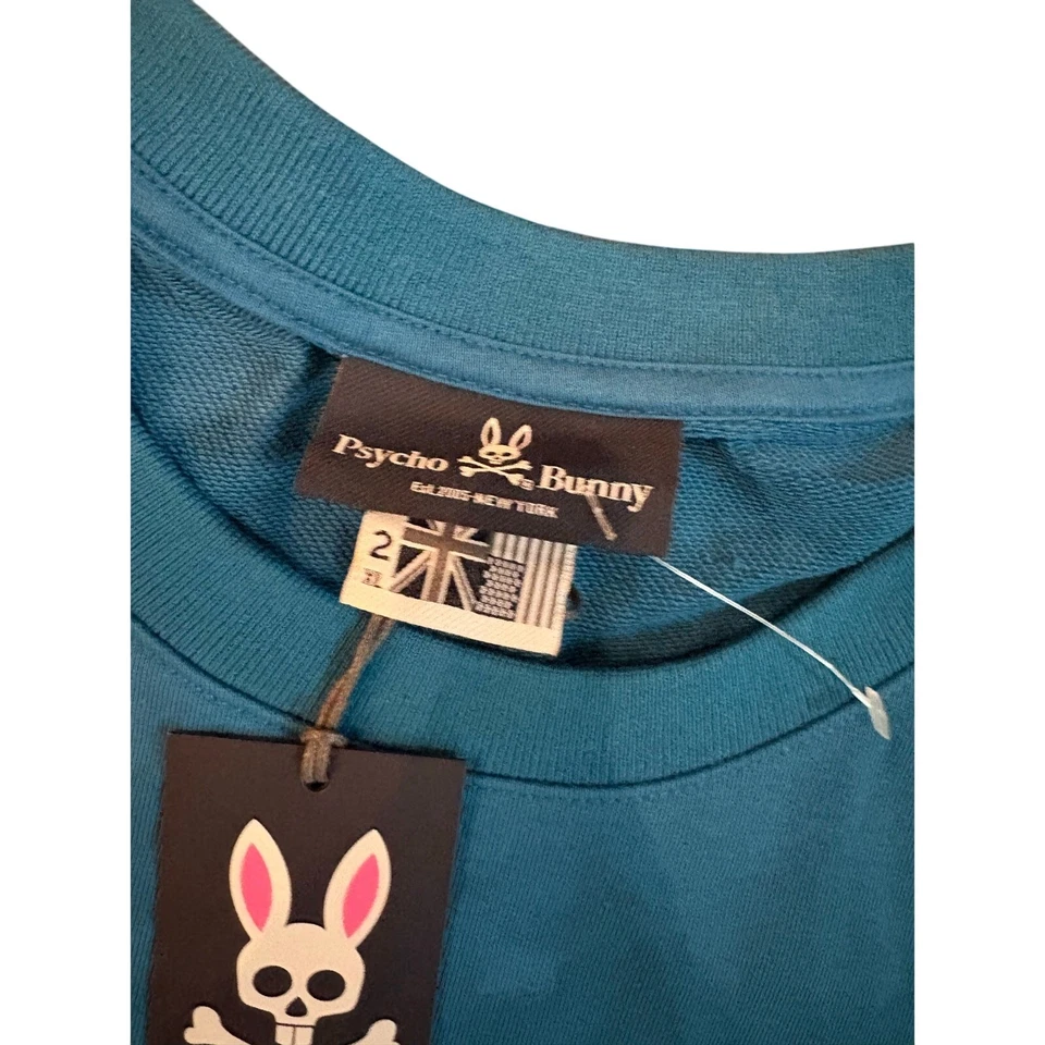 PSYCHO BUNNY Mens Gresham Embroidered Bunny Sweatshirt Aegean BLUE Size 2XL NWT - Image 3 of 4