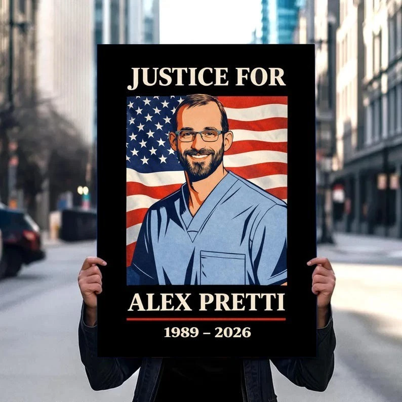 Justice for Alex Pretti, Abolish ICE Immigration Human Rights Protest Sign Poste