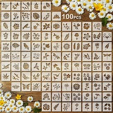 100 Pcs 2 Inch Stencils Small Stencils for Painting on Wood Flower, Plants