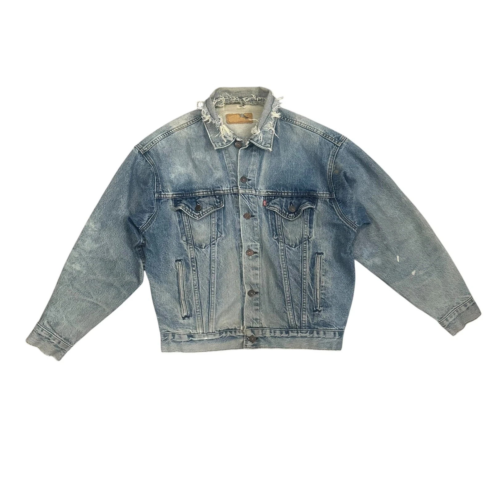 Vintage Levis 70506 Denim Jacket Mens Medium Blue USA Distressed Trucker 80s