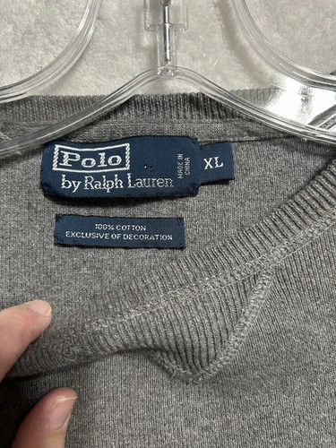 Polo by Ralph Lauren Hombre Gris XL Cuello Redondo Algodón Suéter (C1) - Imagen 6 de 6