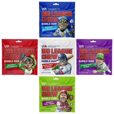 Big League Chew Bulk Variety Pack of 5   1 Count (Pack 5), Multi-colored