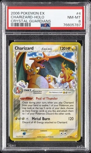 2006 POKEMON EX CRYSTAL GUARDIANS #4 CHARIZARD-HOLO PSA 8