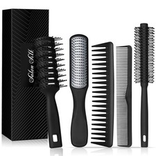 SalonSilk Hair Brush for Men, 5PCS Men Hair Brush  Styling Comb Set - Profes...