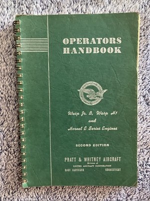 OPERATORS HANDBOOK PRATT & WHITNEY Wasp Jr B Wasp H1 & Hornet E Engines-1941