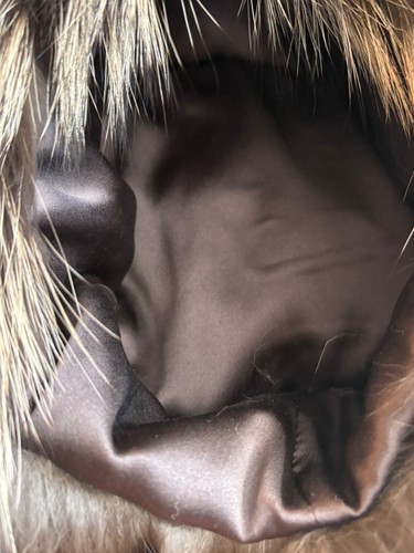 Ranch Cross Fox Fur Hat Astounding Quality Silk Lining Size L Real Fox Fur Pelt - Picture 5 of 5