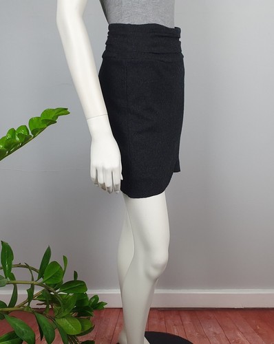 Country Road Size XS 100% Wool Short Mini Skirt Grey Mock Wrap Gathered Waist - Picture 4 of 11