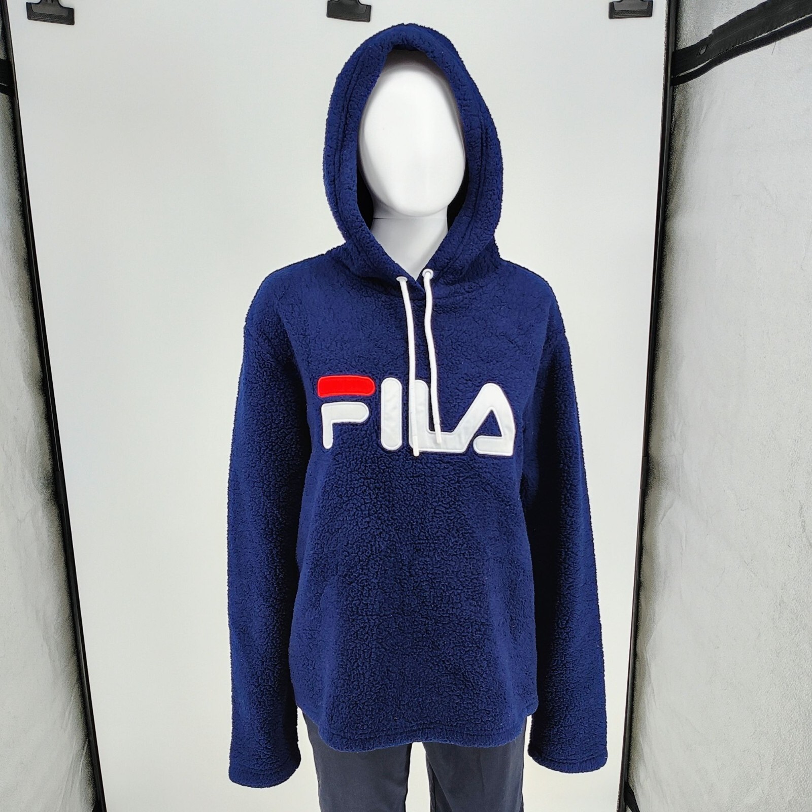 Felpa con cappuccio donna Fila blu navy Caroline Sherpa pile (taglia XL)
