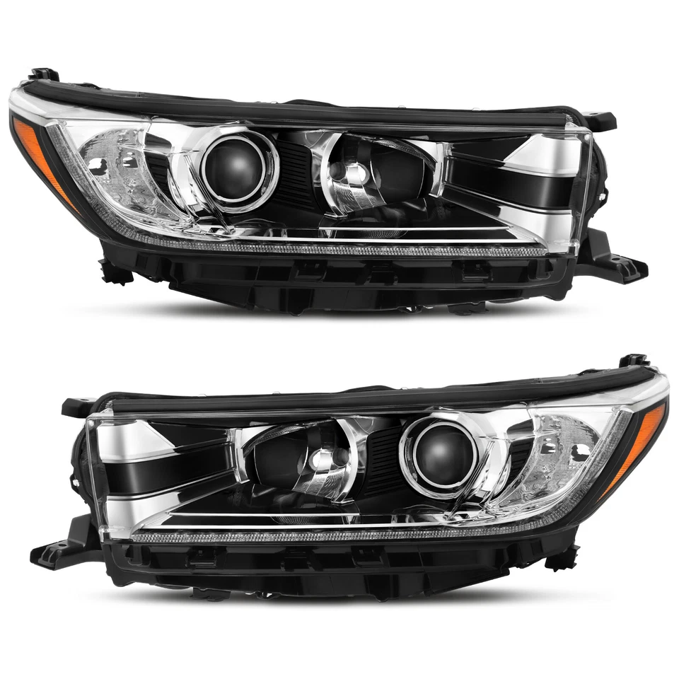 LED DRL Headlights For 2017 2018 2019 Toyota Highlander Black Housing Pair LH+RH Foto 2 de 4