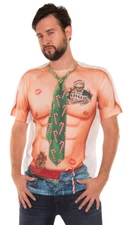 Faux Real X-mas Sexy Man Tattoo Photo-realistic Holiday Christmas Costume Shirt