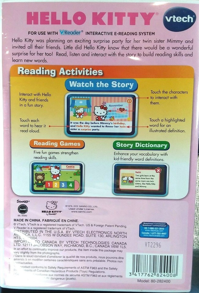 VTech V.Reader Hello Kitty Syllables Plural Singular Letter Sounds 3 ...