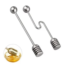 Honey and Syrup Dipper Stick Server Honey Spoon 304 Stainless Steel Wand