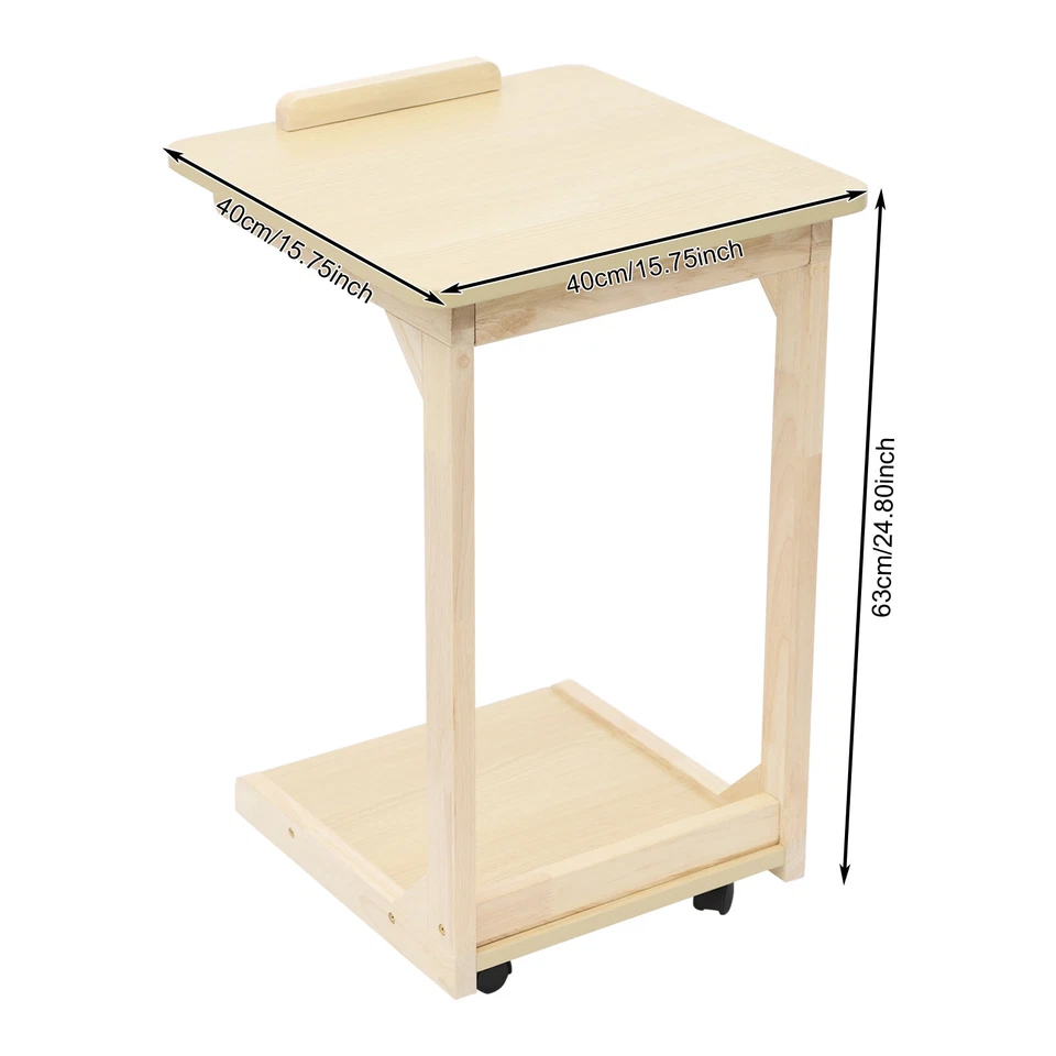 Movable Solid Wood Home Side Square Folding Coffee Side Table Adjustable Angle - Image 2 of 4