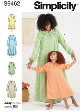 Simplicity 9462 Misses & Girls Lounge Dress Sewing Pattern Misses 6-24/Girl 3-8