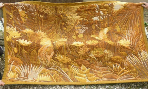 Textiles anciens du XXe siècle jaunes ameublement