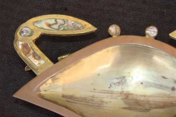 Los Castillo Abalone Brass Copper Crab Dish - Vintage Mexican Art 1960s - Image 2 of 4