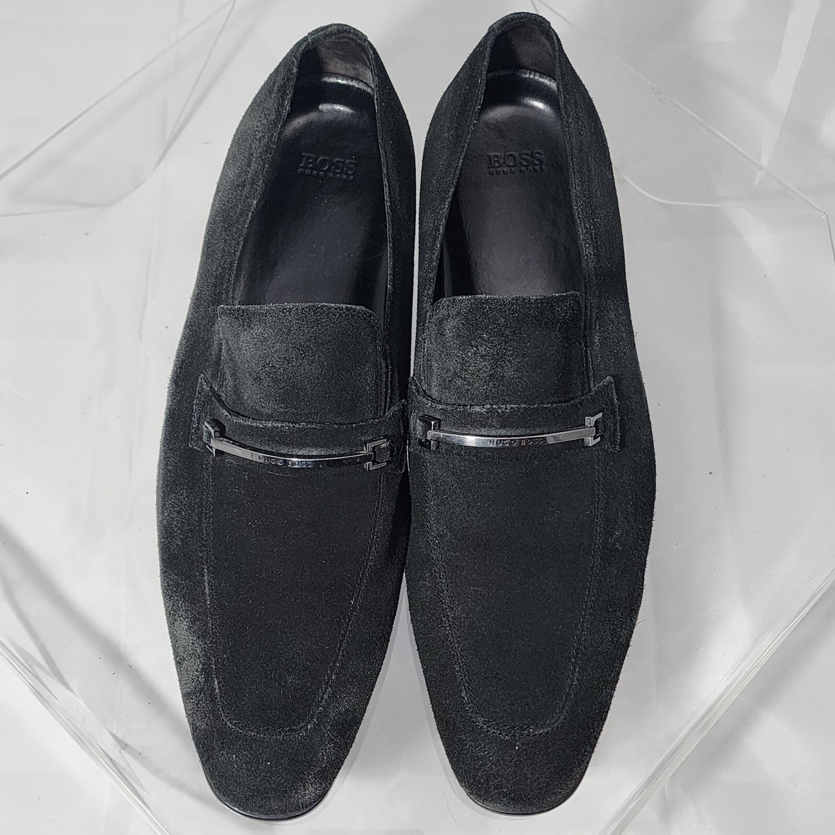 Hugo Boss Varmio Black Suede Loafers Men\'s Size 11.5 Retail $225 HUGO - Leather loafers with lug outsole - Black main image 4