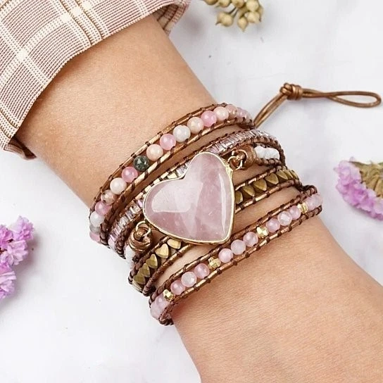 Rose Quartz Healing Bracelet with Metal Heart Charm | For Unconditional  Love & Acceptance – Seetara