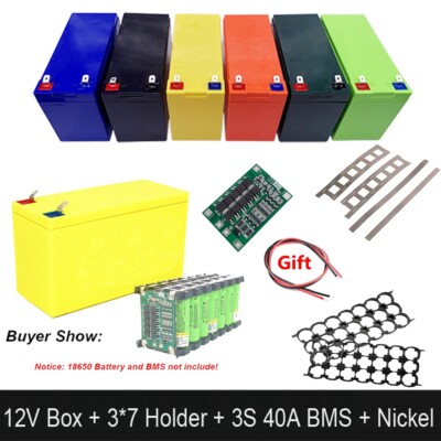 12V 3S 7P 40A BMS Li-ion Battery Pack DIY Kit Case For 18650 Power Wall Holder