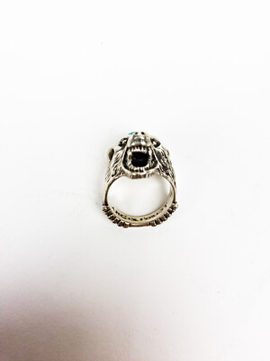 GUCCI Anger Forest Wolf's Head Sterling Silver 925 Ring Turquoise