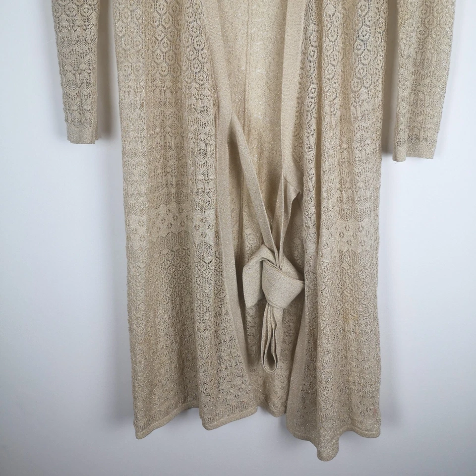 Diane Von Furstenberg Cardigan Gold Petite Size P DVF Metallic Wrap Charlene - Image 3 of 4