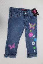 NWT U Glow Girl Girl's Jeans Size 5 Light Up Blue Denim w Butterfly MSRP 36