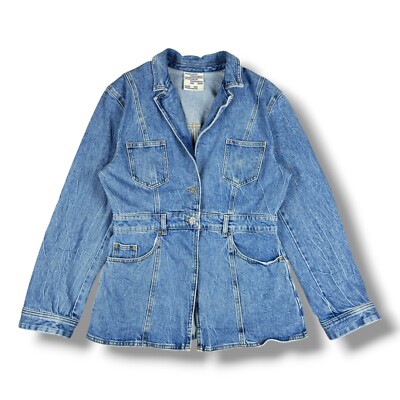 NWOT $269 Baum und Pferdgarten BEATRIX Organic Denim Button Front Jean Jacket 38