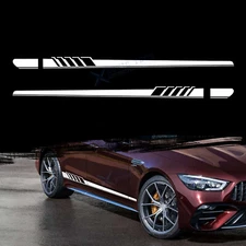 JDM White Car Side Skirt Stripe Vinyl Decal Sticker for Mercedes Benz W204 C200