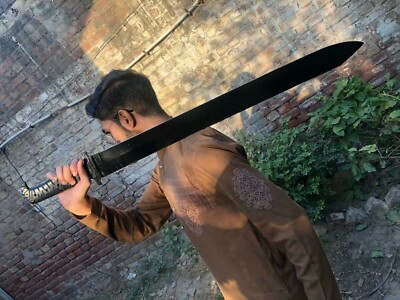 Handmade D2 Steel Double Edge Long Blade Viking Sword, Battle Ready With Sheath.