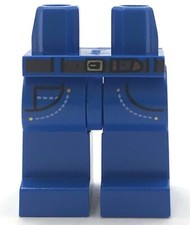 Lego Nuevo Piernas Azules Marrón Rojizo Cinturón Dorado Hebilla Bolsillos Costura Jeans