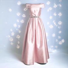 $288 Eliza J Formal Prom Gown 6 Pink Jeweled Belt Off Shoulder Special Occasion