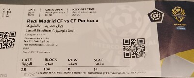 original TICKET Intercontinental Cup 18.12.2024 Real Madrid - CF Pachuca # 14