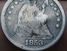 1853 P Seated Liberty Half Dime- Philadelphia, No Arrows, VG Details