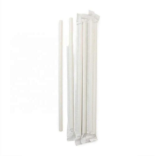 7.75 White Paper Straw Wrapped 500ct