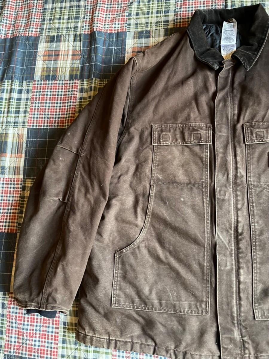 Carhartt Duck Sandstone Traditional Jacket C26 DBK Brown Men's Sz