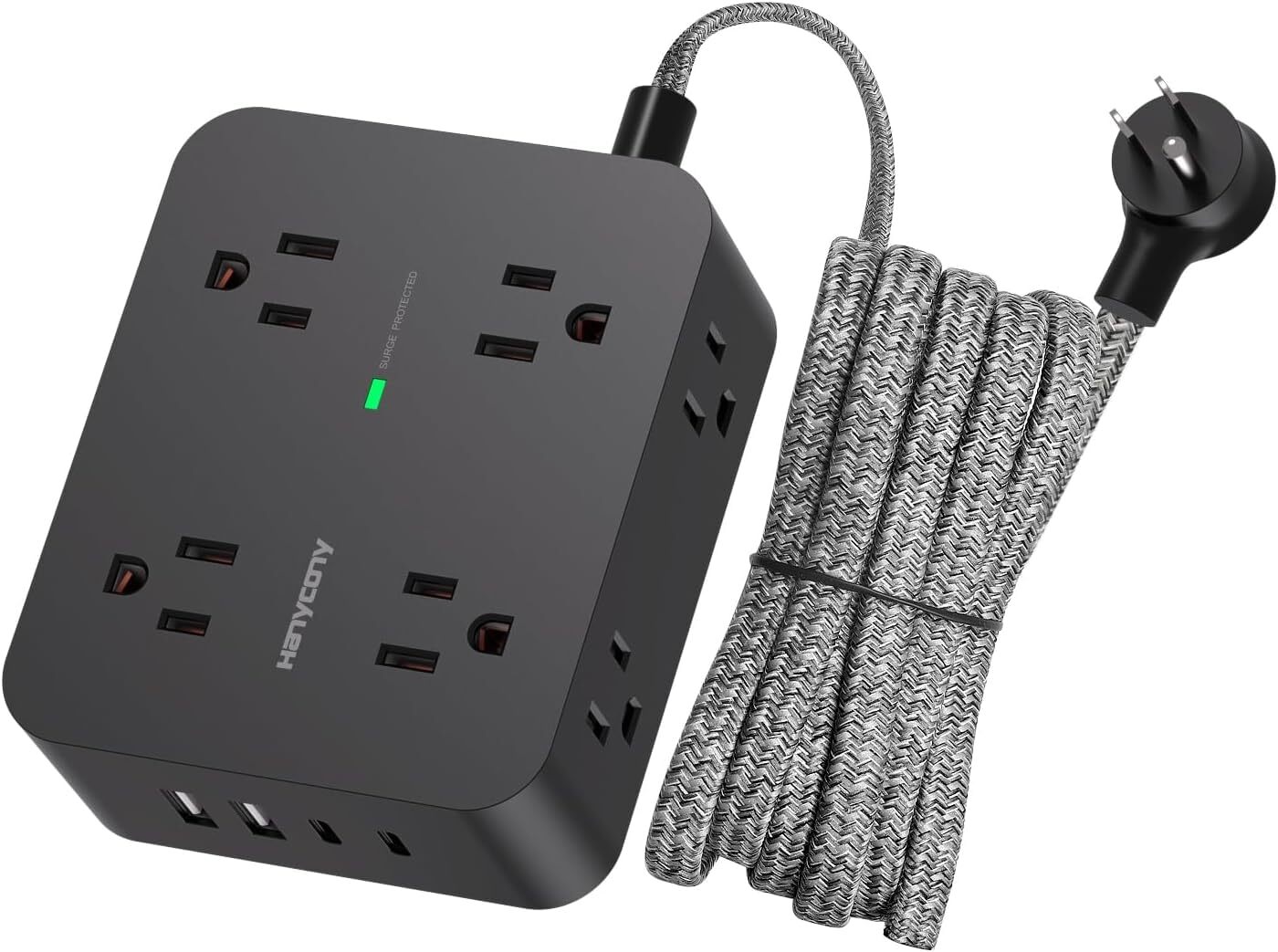 Power Strip Surge Protector, 8 Outlets with 4 USB Charging Ports(2 USB C), 3 ...