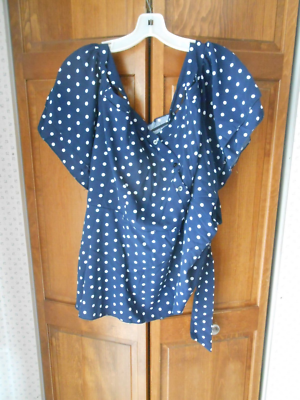 Shein Curve women's navy blue/white polka dot top 4 XL | eBay