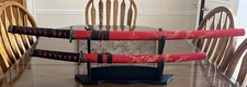 Dragon Samurai Sword 3 pc Set Display Stand Katana Ninja Decorative Set 37”