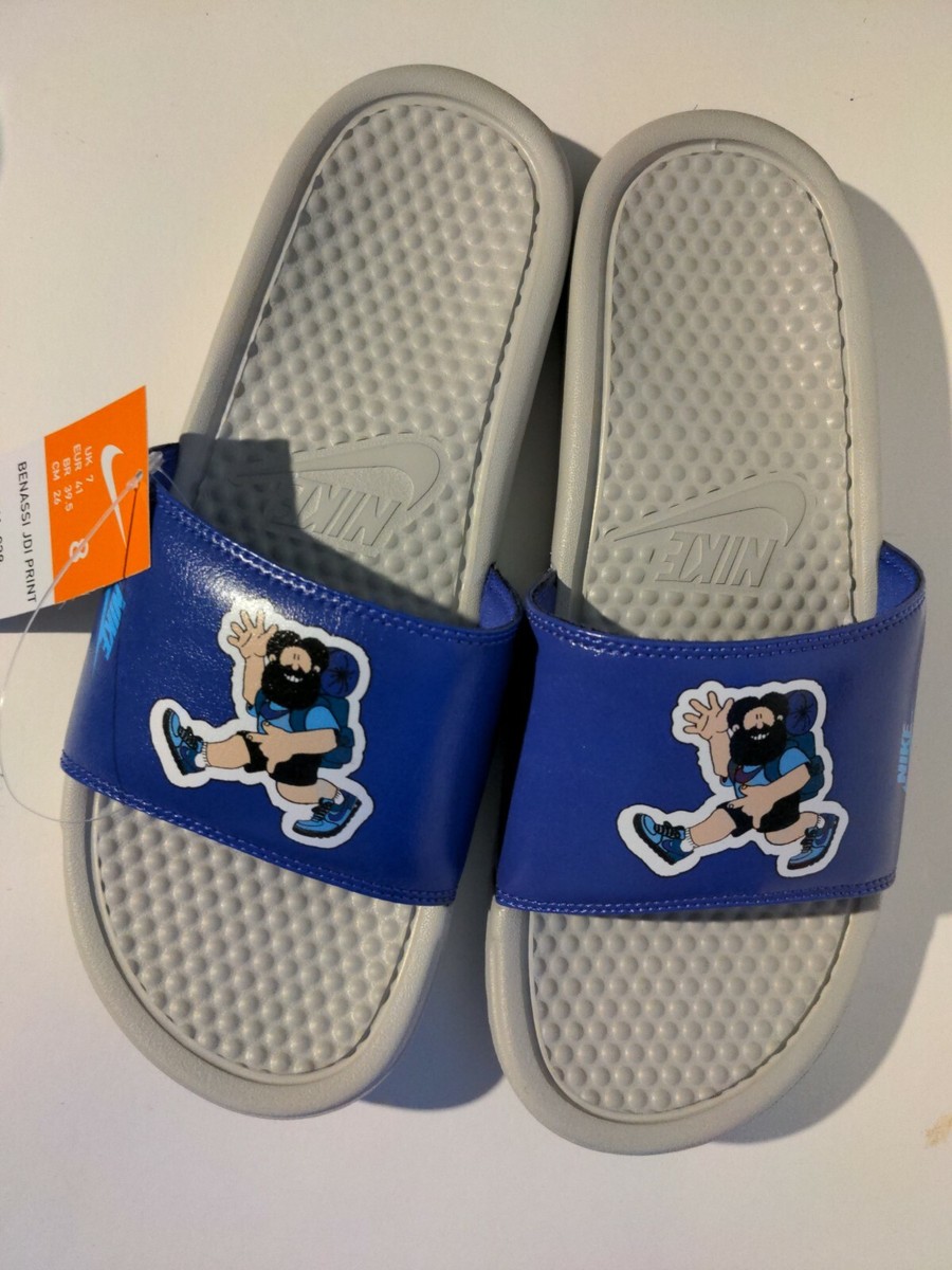 Nike Benassi JDI Flip flop Slide Hiker Cartoon Gray Blue Men's