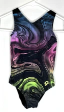 GK Elite CS Gymnastics Dance Leotard Child Small Black + Color Pixels