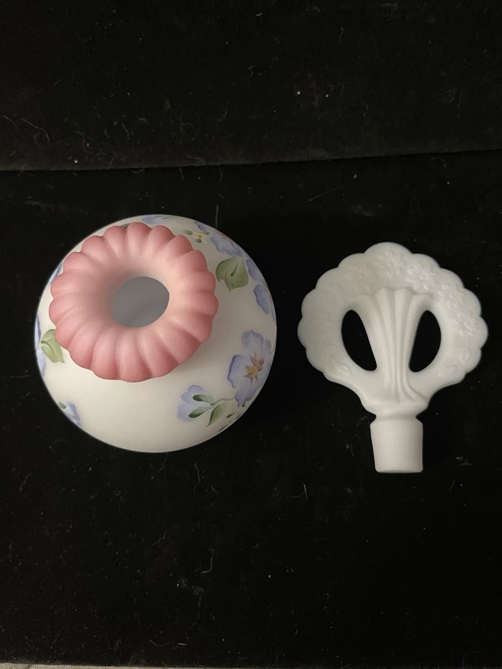 Fenton Limited Edition Blue Burmese Hibiscus Perfume Bottle w/Stopper #327/2750 - Image 4 of 4