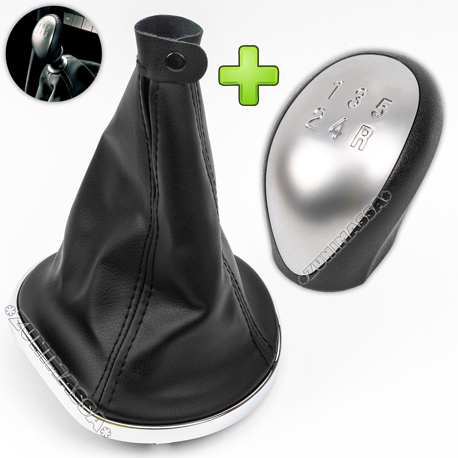 Pommier de vitesse en cuir noir pour Lancia Ypsilon 843 style élégant