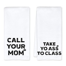 Funny Your Mom Kitchen Towels College Student Gifts Dish Tea Towels for Kitch...