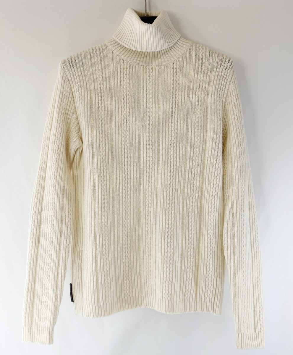 NWOT PRADA Turtle Neck 100% Wool Knit Sweater 40 2/4 Ivory Long