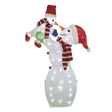 4'4" LED Lighted Christmas Snowman Mom Lifting Kid Outdoor Yard Holiday Decor