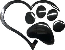 3D Chrome Dog Paw  Peach Heart Decal Sticker for Car Auto Emblem Color: Black