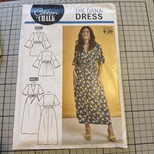 Cotton & Chalk Dana Dress Sewing Pattern Size 6 - 30 Woven Fabric V Neck Unused